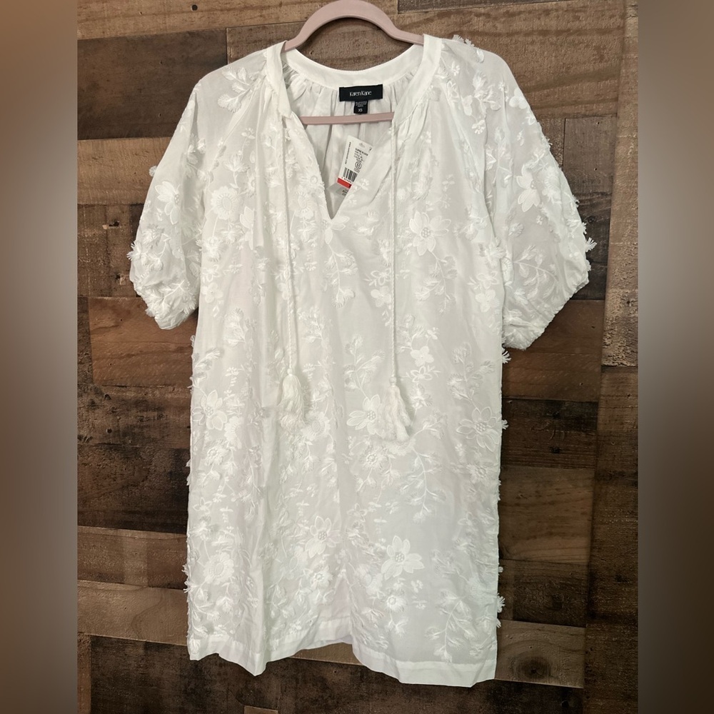 Karen Kane Embroidered Tasseled Shift Dress